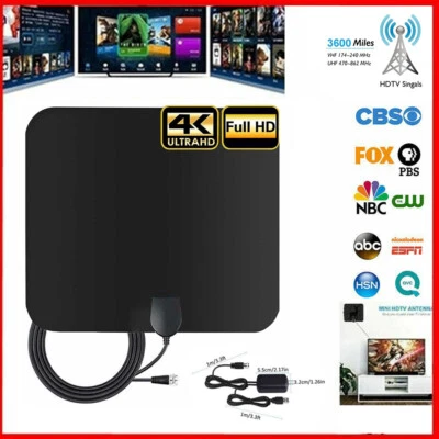 НОВАЯ 100% ТВ-антенна новейшая 4K 1080p HDTV комнатная цифровая с усилителем до 3600 миль  - Изображение 1 из 4