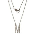 Natural Pave Diamond M Alphabet Necklace 925 Sterling Silver Necklace Jewelry