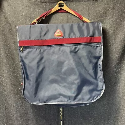 Vintage 1980s Samsonite Luggage Hanging Suit Bag in Navy Blue With Red Trim - Image 1 of 4