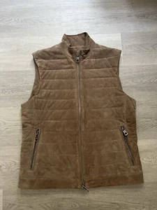 Michael Kors Mens Brown Goats Leather Quilted Vest Gilet Bodywarmer Size Medium - Picture 1 of 10
