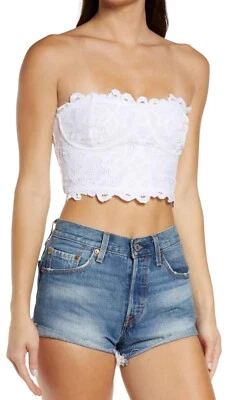 Free People One Corset Bra Womens SMALL White Adella Lace Strapless Stretch NEW - Image 1 of 4