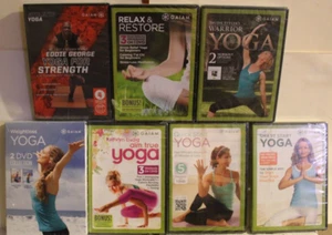 8 NEW Gaiam yoga workout DVD lot Eddie George Rodney Yee Colleen Saidman Styler - Imagen 1 de 11