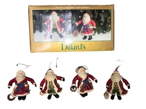 Dillard's Trimmings Set Of 4 Santa Bell Ornaments Arms & Legs Move Porcelain EUC - Picture 1 of 9