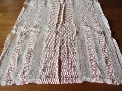 Rideau N°75 beige rose coton ancien  50 x 216 cm     vintage 1950 - Photo 1/4