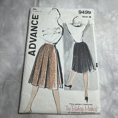 c. 1960 ADVANCE 9499 - sz 14 Waist 28"/71cm - box pleat skirt USED but complete - Image 1 of 3