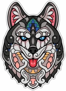 Colorful Siberian Husky Dog Zentangle Mandala Bumper Window Sticker Decal 4"X5" - Bild 1 von 1