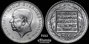 SUECIA, Gustavo VI Adolfo, 5 coronas 1966, 100 aniversario de la reforma constitucional - Imagen 1 de 4