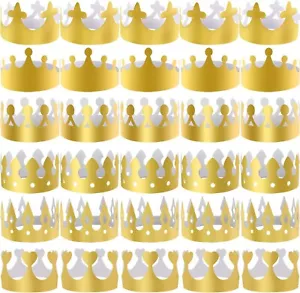 48 Pieces Paper Crowns Gold Paper Party Crown Hats King Crown for Kids and Ad... - Picture 1 of 3