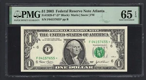 United States-Federal Res One Dollar 2003A Fr#1929-F* (F* Block) UNC Grade 65 - Picture 1 of 2