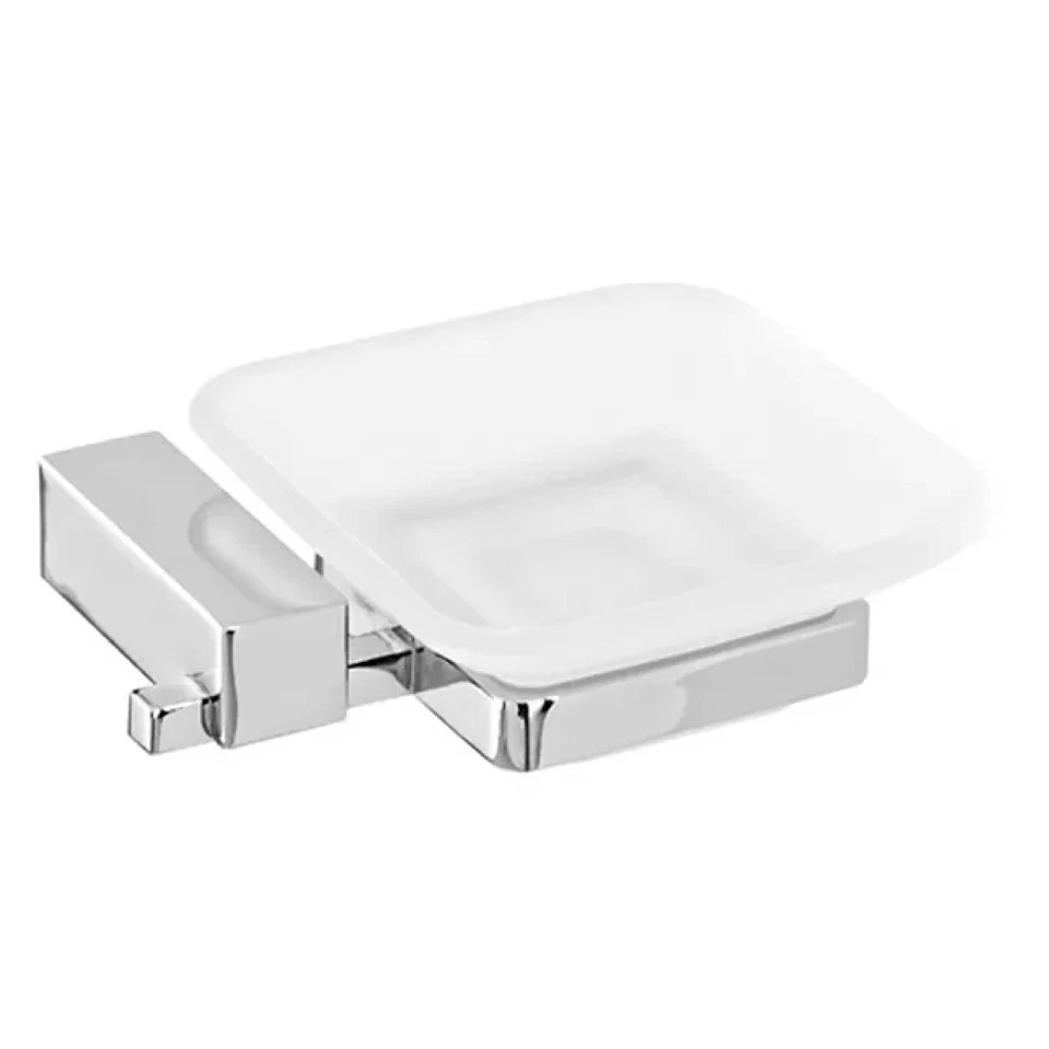 Porta sapone da parete in acciaio cromato e vetro modello unica dim. cm(lxh):18x - Immagine 1 di 1