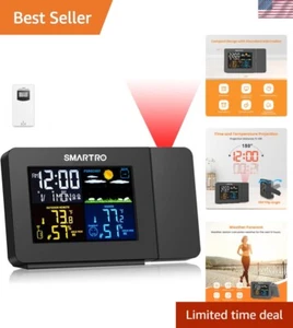 Reloj despertador de proyección para dormitorios con estación meteorológica, inalámbrico interior exterior... - Imagen 1 de 10