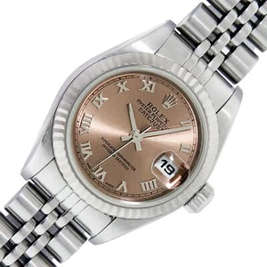 Rolex Lady Datejust Watch 79174 Steel - 18K Gold Salmon Roman Dial Fluted Bezel - Picture 1 of 8