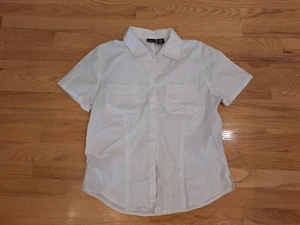 Vintage Womens North Crest Button Down Shirt Top Short Sleeve White S 6-8 Cotton - Picture 1 of 3