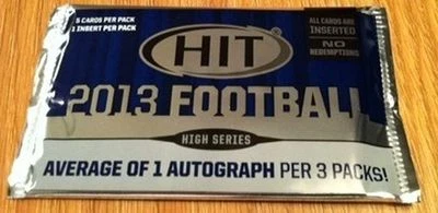 2013 Sage Hit Football High Series 5-card Pack Average 1 Auto in 3 Packs  - Image 1 of 4