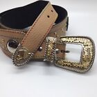 Gail Labelle NEW Made in France Leather Belt Western Style W/Concho Size M