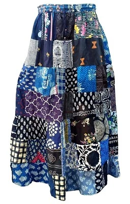 Gypsy Patchwork Hippie Bohemian Festival Cotton Skirt Dress Handmade Indian Wrap - image 1 of 4