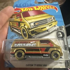 2017 Hot Wheels Super Chromes Custom ‘77 Dodge Van - Gold Chrome - Picture 1 of 5