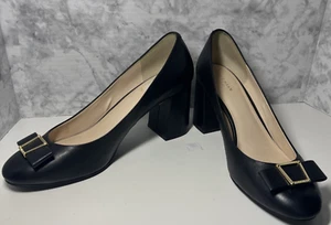 Cole Haan eleganter Leder-Pumpschuh Damen Schleife schwarz Blockabsatz Größe 11B W11695 - Bild 1 von 13