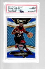 JAMES HARDEN 2014-15 PANINI SELECT BLUE/SILVER PRIZM CARD #214 PSA 10