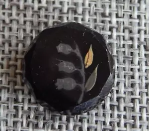 Antiker Vintage Glasbild Knopf schwarze Lilly Aprx: 5/8 ~ #1310-F - Bild 1 von 5
