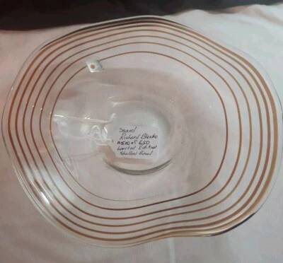 MCM / VTG Signed Limited Ed. Richard Blenko Art Glass Blown Freeform Swirl Bowl - Image 1 of 4
