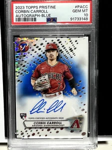 Autógrafos Corbin Carroll 2023 Topps Prístine RC ON CARD/75 PSA GEM 10 - Imagen 1 de 5