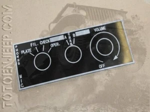 plate plaque plaquette SWITCH 2 radio BC620 BC659 ALU jeep willys gi us ww2 - Imagen 1 de 1