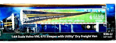 Volvo VNL 670 escala 1:64 DCP dormitorio con furgoneta utilitaria de carga seca - J.J. Keller Foto 1 de 4