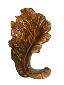 Mid Century Mod Ceramic Pottery Drip Glaze Brown Orange Leaf Dish Bowl Retro  - Picture 1 of 10