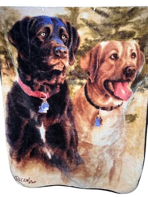 Thick Fleece Blanket Artist Killen Northwest Co. Throw A Good Pair Dogs 48”x60” Foto 1 de 4
