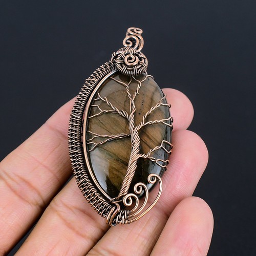 VETEMENTS Ciondolo avvolto in filo di rame pietra preziosa labradorite gioielli fatti a mano per regalo