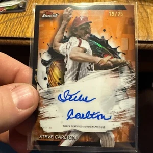 2024 Topps Finest Steve Carlton FA-SC Orange Auto 19/25 - Picture 1 of 10