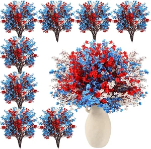 24 Pcs 4Th of July Artificial Flowers Red Blue White Patriotic Picks Decoration - Picture 1 of 12