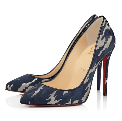 Christian Louboutin Pigalle Follies 100 Blue Camo JQ Camouloubi Heel Pump 38.5 - Image 1 of 4