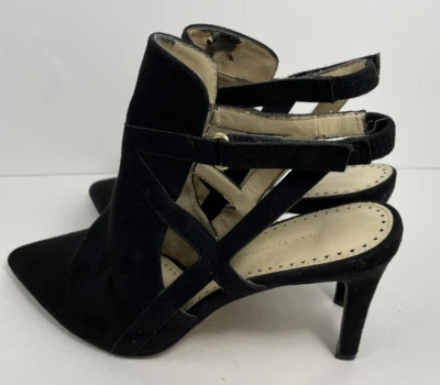 Adrienne Vittadini 黑色麂皮绒紧身踝鞋 8.5 米女式 — 第 1/4 张图片