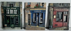 3er Set Chiu Hak Tak 3D Harz Wandtafeln Paris Laden Vorderwandkunst 6" x 4,5" - Bild 1 von 12