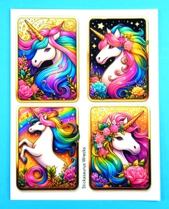 Gold Lined Unicorns Sticker Sheet Style 2 - Picture 1 of 3