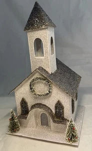 Pier 1 Imports Navidad Plata Brillante Iglesia 11"" - Imagen 1 de 6