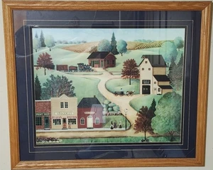 Colleen Eubanks Original Volkskunst Stil Druck 24x28 gerahmt mattiert 366/500 Vintage - Bild 1 von 10