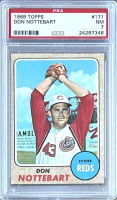 1968 TOPPS #171 DON NOTTEBART PSA 7 NM REDS - Image 1 of 2