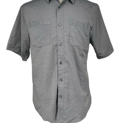 KAVU Men's Striped Short Sleeve Button-Up Shirt Gray Size M Casual - Image 1 of 4