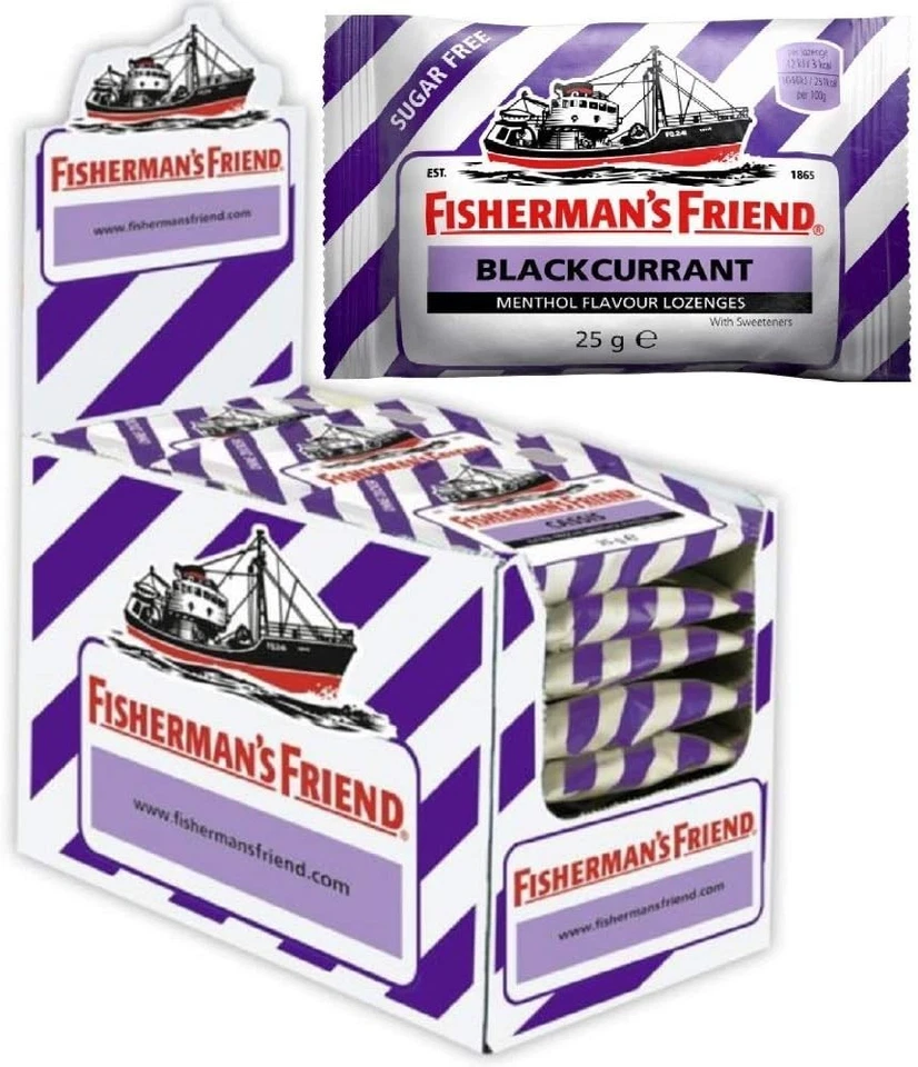 FISHERMAN'S FRIEND Fishermans Friend Blackcurrant Flavour Lozenges with Sweeteners Pack of 24 x 25g