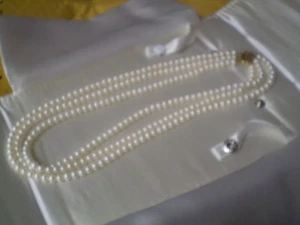 14K Yellow Gold Ladies 3-Strand Pearl Necklace     51.0 grams     17 Inch Length - Picture 1 of 5