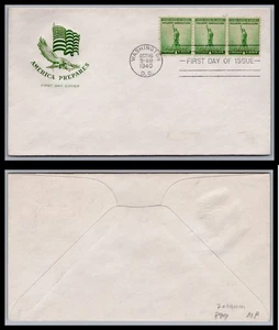 US FDC # 899 1c Defense HF strip of 3 1940, 0a1571 - Picture 1 of 1