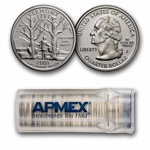 2001-S Vermont State Quarter Proof 40-Coin Roll (Silver) - Picture 1 of 3