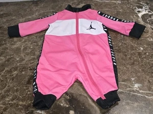 Jordan Coveralls Jumpsuit Baby Newborn Months Pink Black Long Sleeve Full Zip - Picture 1 of 4