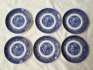 Set of 6 Vintage BLUE WILLOW Coupe 6" Bread & Butter Plates, Scio (1970s) - Picture 1 of 10