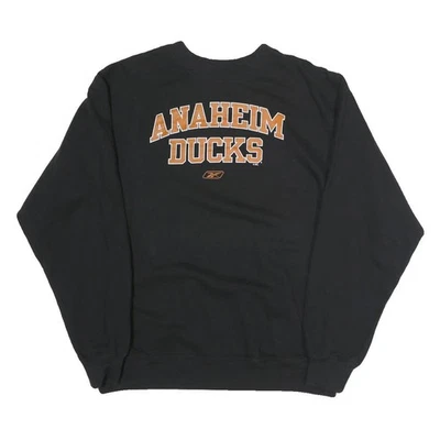 REEBOK Mens Black Anaheim Ducks Crew Neck XL Cotton Sweatshirt Pullover - Image 1 of 4