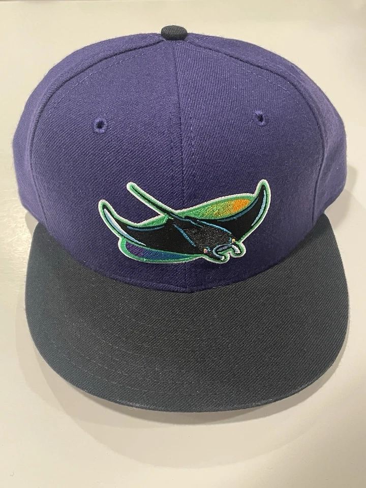 Vintage New Era Tampa Bay Devil Rays Fitted Cap Hat 7 1/8 5950Diamond Collection - Image 1 of 4