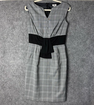 Worthington Dress Women's 6 Black Gray Houndstooth Plaid Sleeveless Sheath - Image 1 of 4
